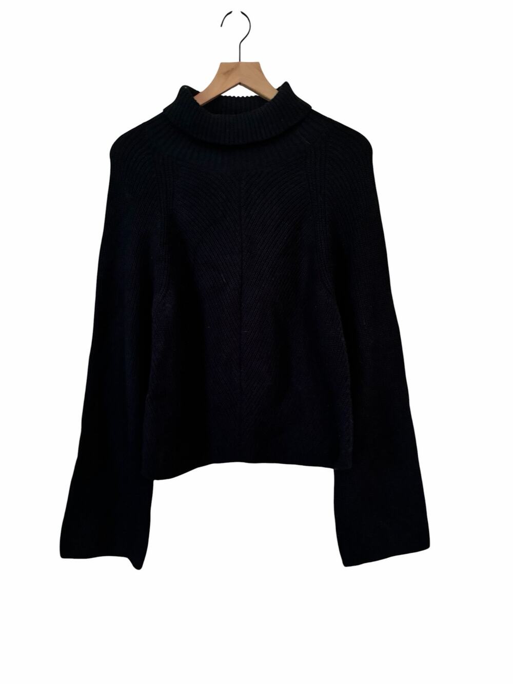 Maeve by Anthropologie Long Sleeve Boxy Turtleneck Knit Black Sweater Size XL
